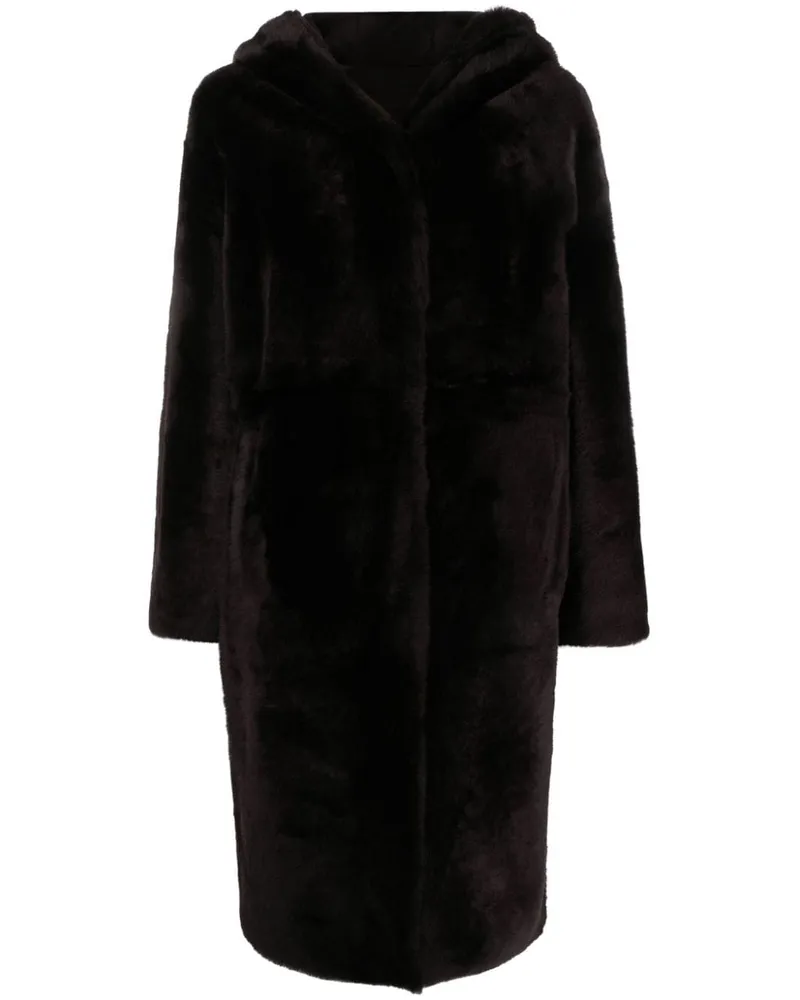 Yves Salomon Shearling-Mantel mit Kapuze - Braun Braun