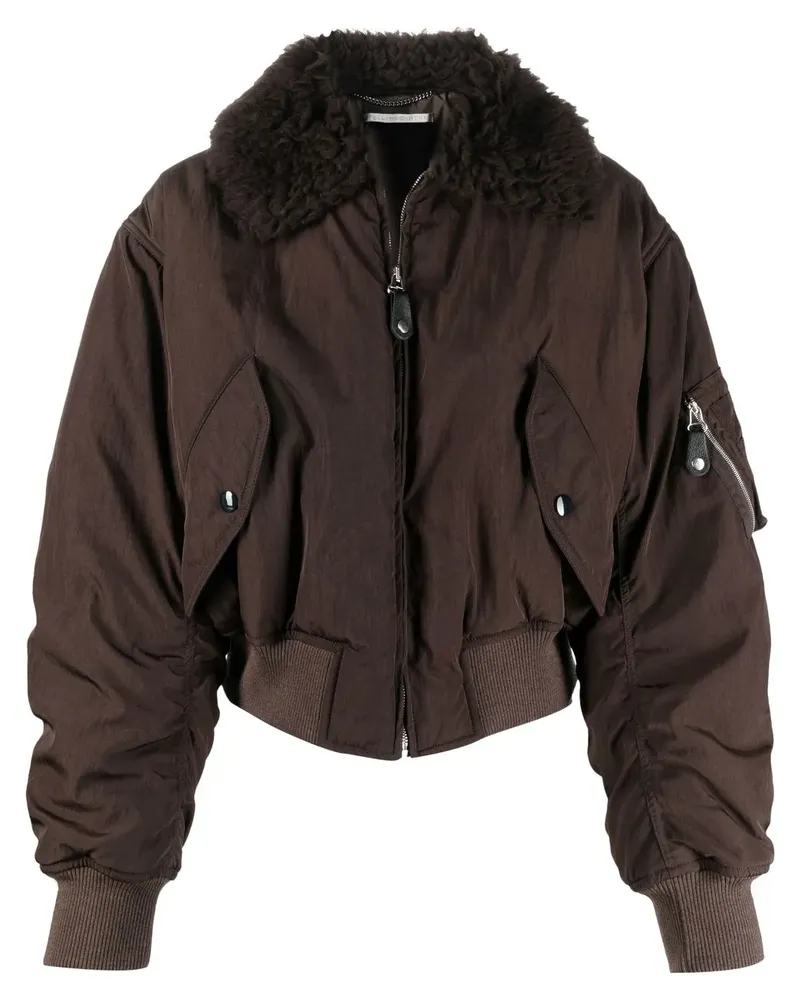 Stella McCartney Cropped-Jacke mit Faux Fur - Braun Braun