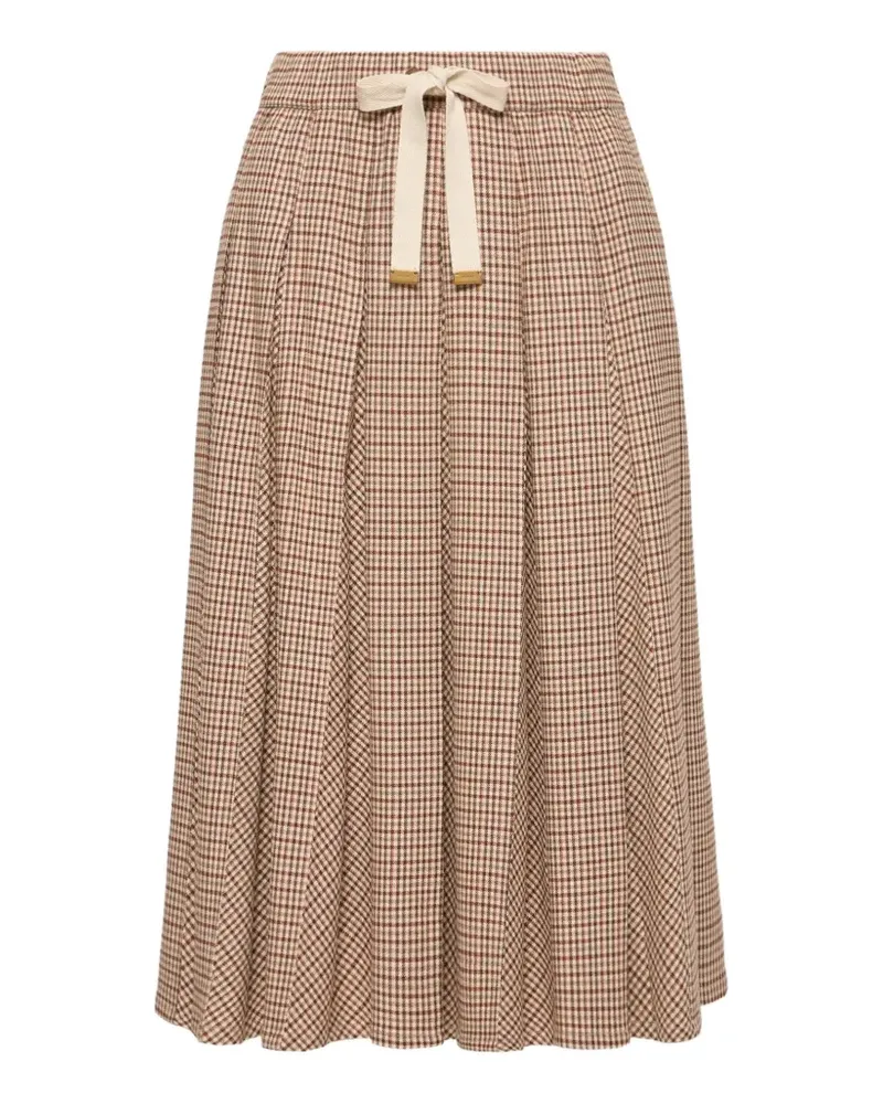 Moncler check-pattern pleated mid skirt - Nude Nude