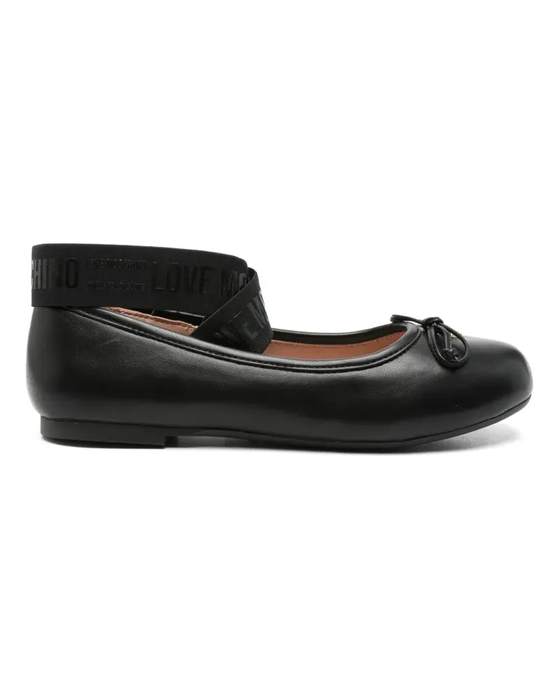 Moschino Ballerinas mit Logo-Riemen - Schwarz Schwarz