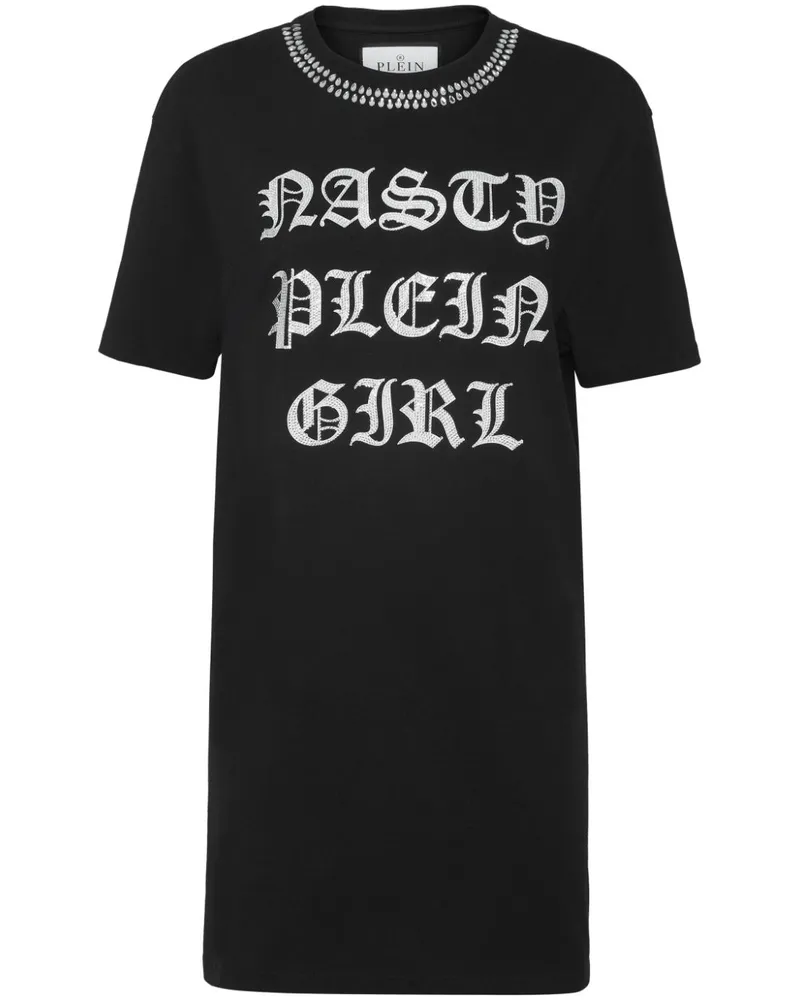 Philipp Plein T-Shirtkleid mit Kristallen - Schwarz Schwarz