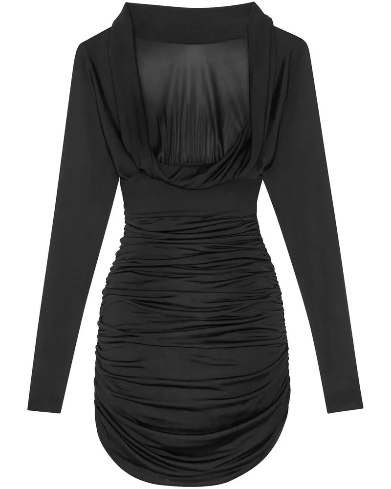 Saint Laurent Gerafftes Kleid - Schwarz Schwarz