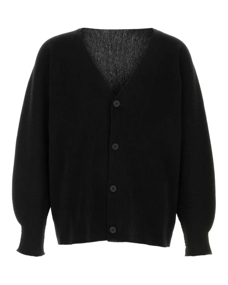 Issey Miyake Plissierter Cardigan mit V-Ausschnitt - Schwarz Schwarz