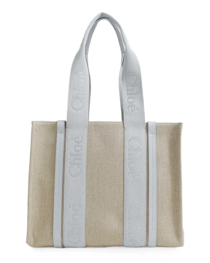 Chloé Woody logo-embroidered tote bag - Nude Nude