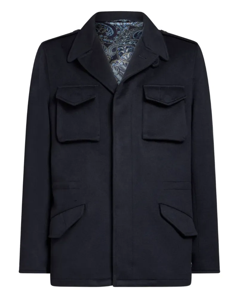 Etro Kaschmirjacke mit Klappentasche - Blau Blau