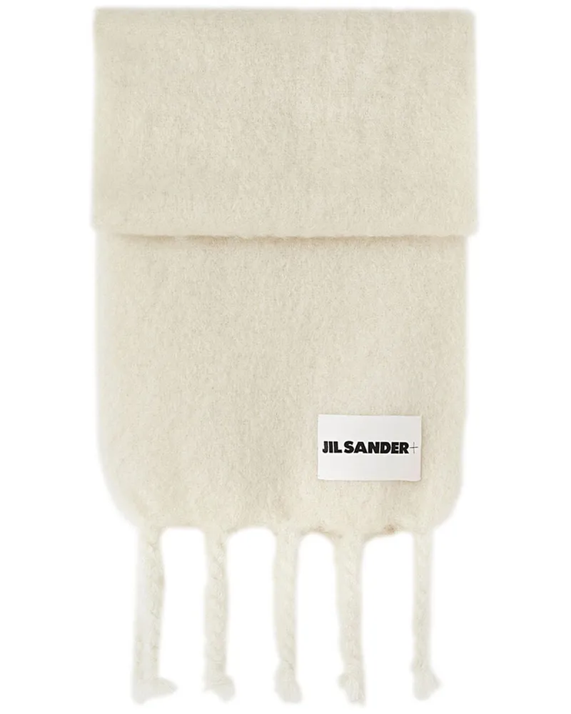 Jil Sander Grob gestrickter Schal mit Logo - Nude Nude
