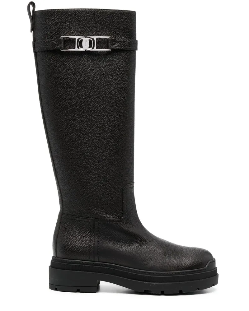 Ferragamo Kniehohe Ryder Stiefel - Schwarz Schwarz
