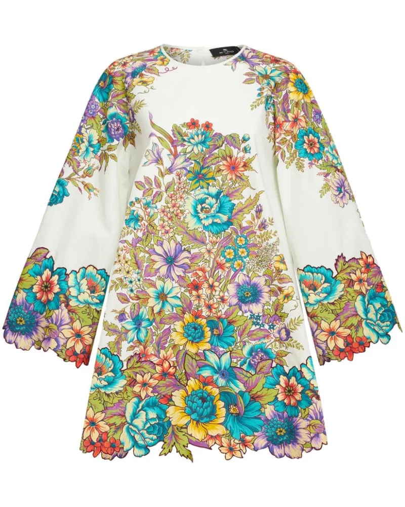 Etro Minikleid mit Blumen-Print - Weiß Weiß