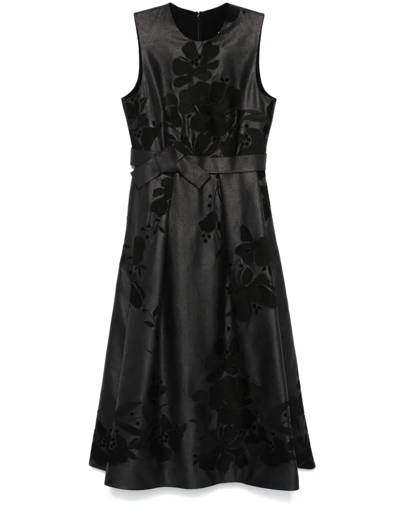 Elie Saab Maxikleid mit Blumenstickerei - Schwarz Schwarz