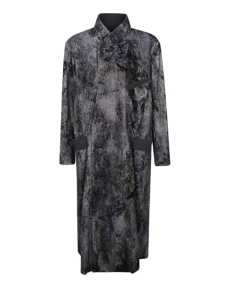 Ziggy Chen crinkled-effect double-breasted coat - Grau Grau