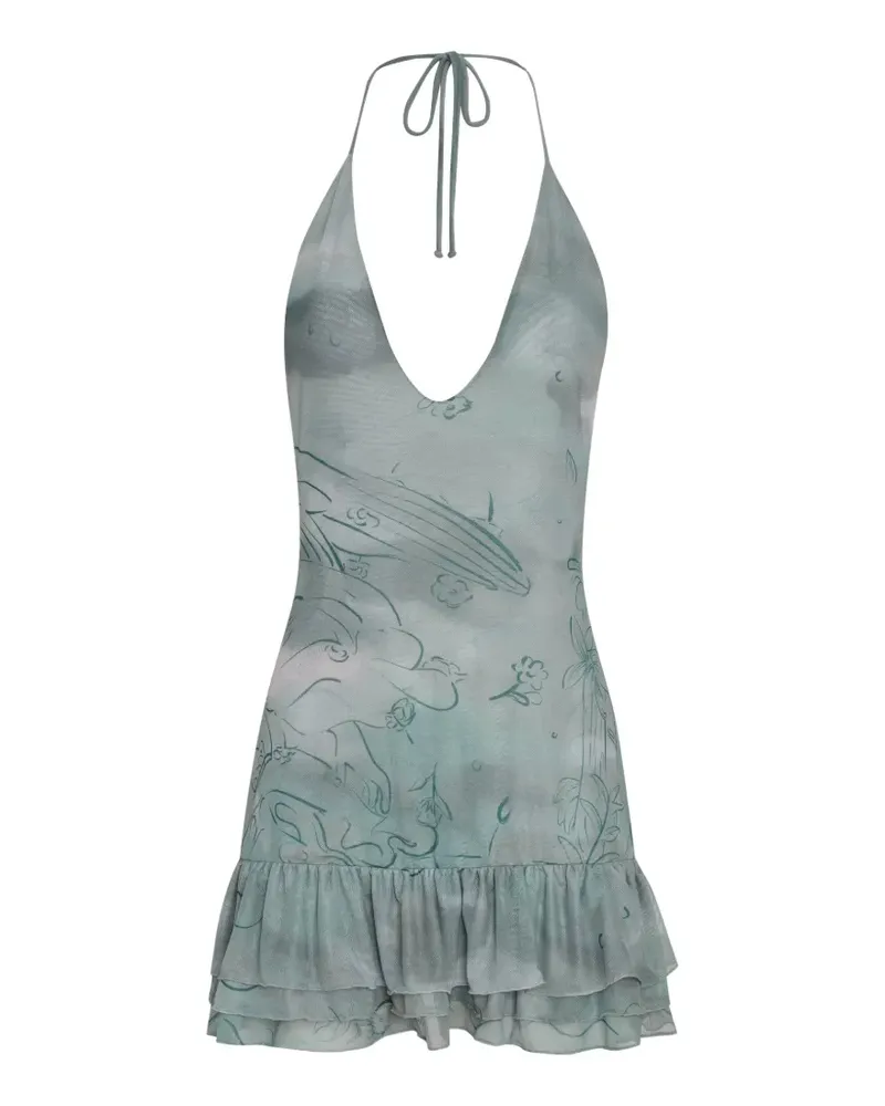 Amir Slama x Jade Picon ruffled halterneck mini dress - Blau Blau