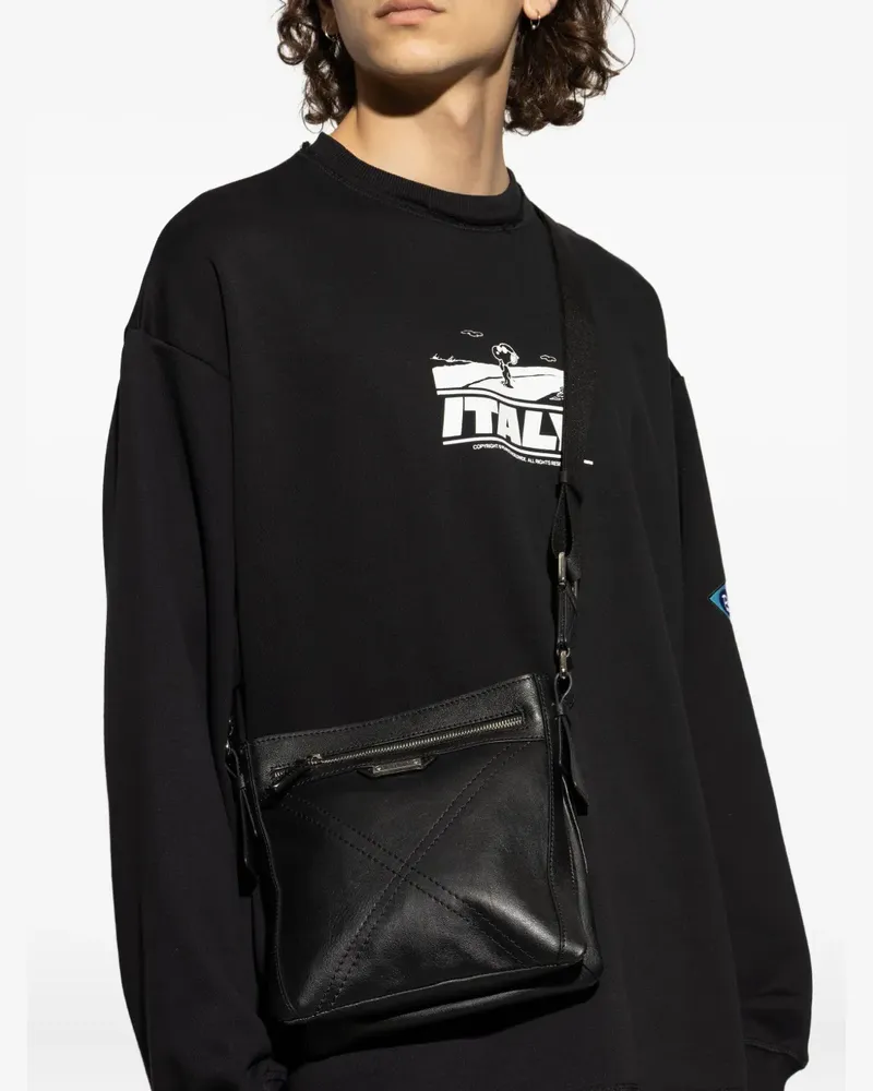Iceberg zip leather shoulder bag - Schwarz Schwarz
