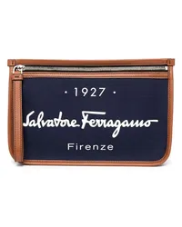 Ferragamo Clutch mit Logo-Print Blau