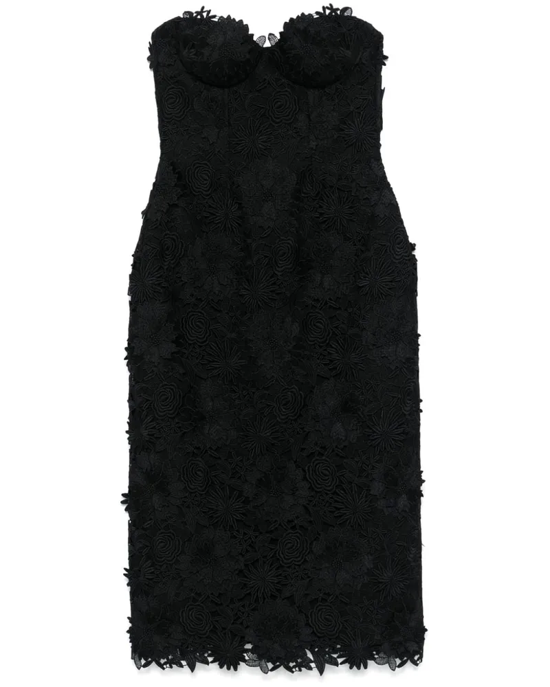 Giuseppe di Morabito Makramee-Midikleid mit 3D-Blumen - Schwarz Schwarz