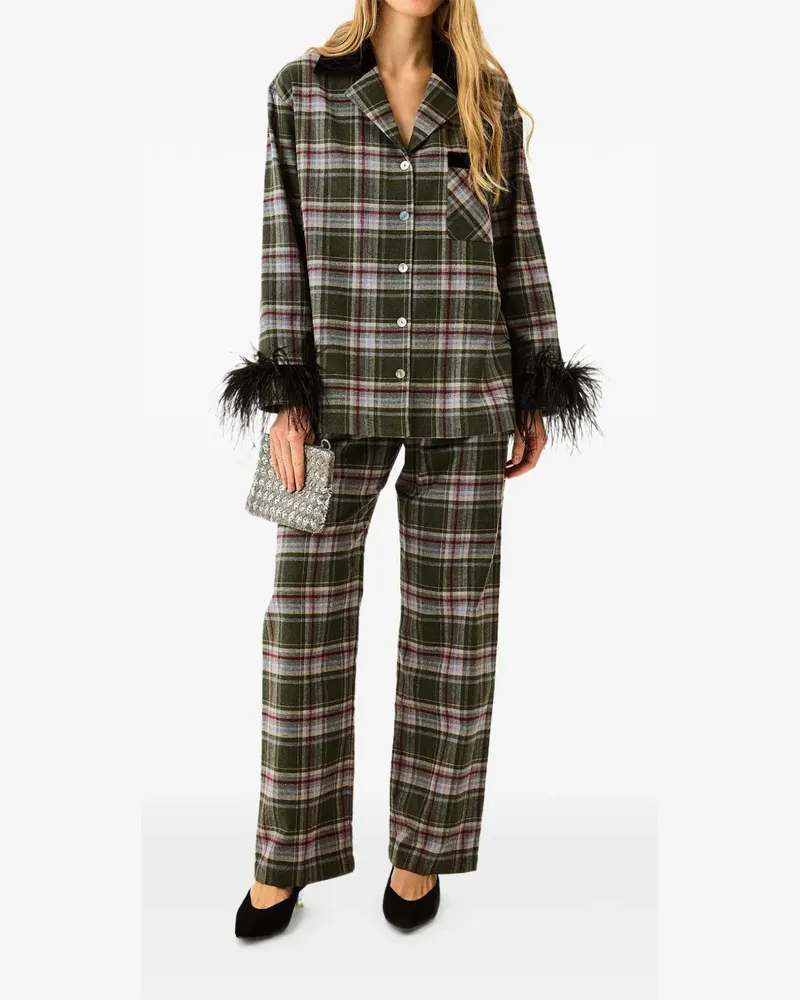 SLEEPER checked detachable-feathers pajama - Grün Grün