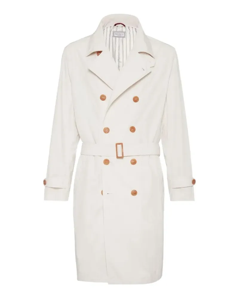 Brunello Cucinelli double-breasted belted trench coat - Weiß Weiß