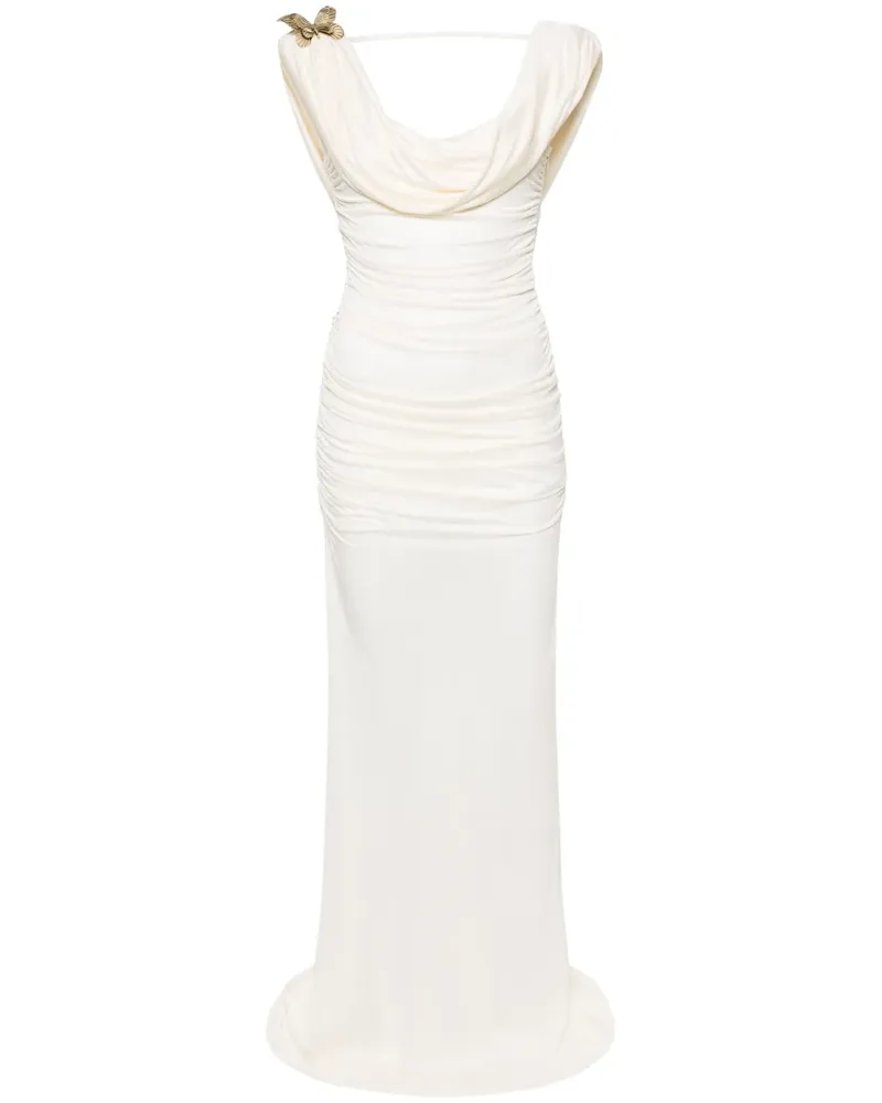 Blumarine Maxikleid mit Schmetterlingsbrosche - Nude Nude