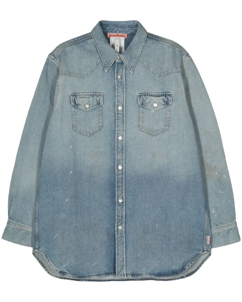 Acne Studios Jeanshemd mit Farbklecksen - Blau Blau