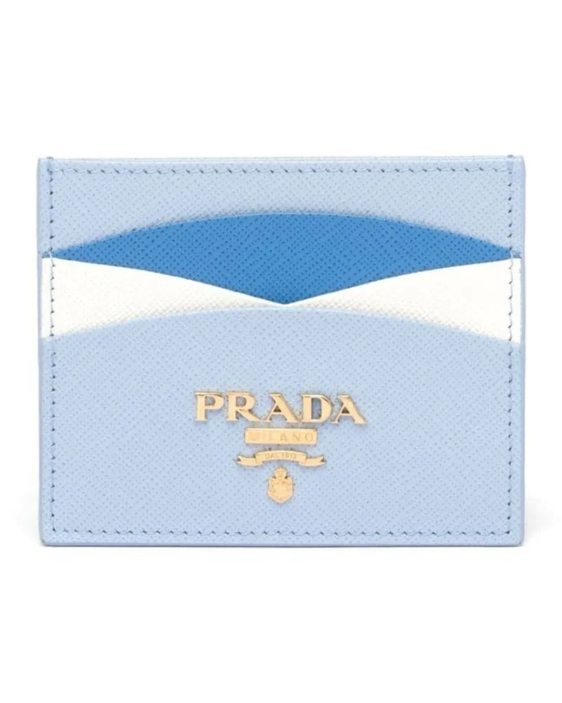 Prada Kartenetui mit Logo-Schild - Blau Blau