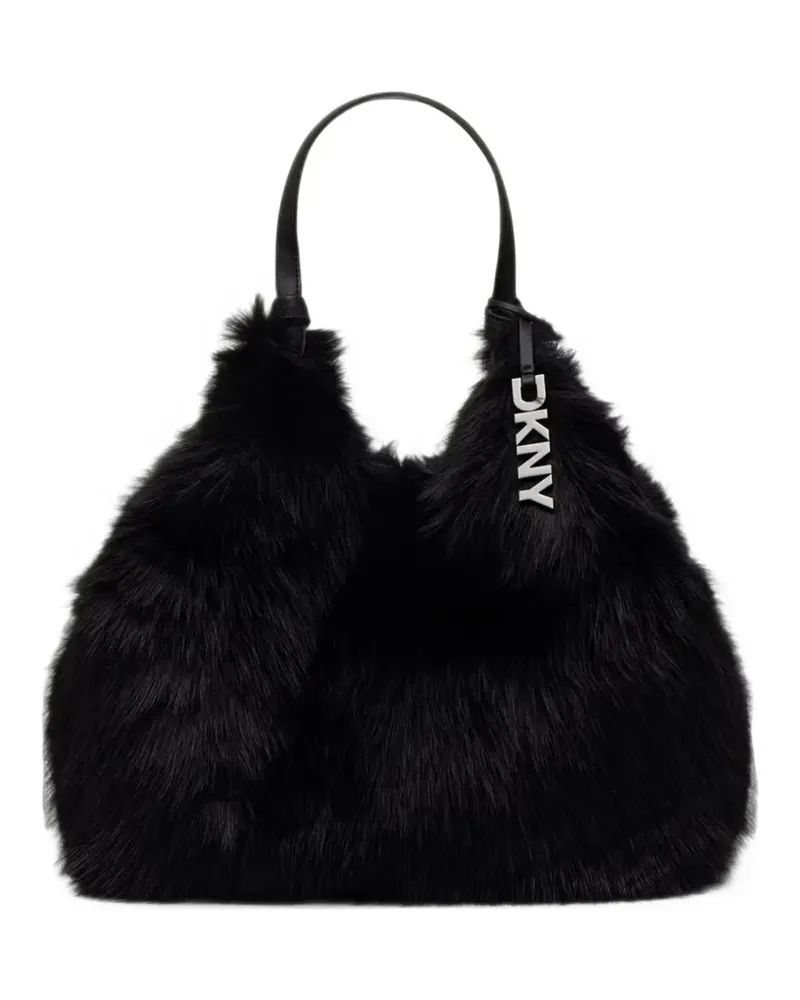 DKNY Große Paula Tote Bag aus Faux Fur - Schwarz Schwarz