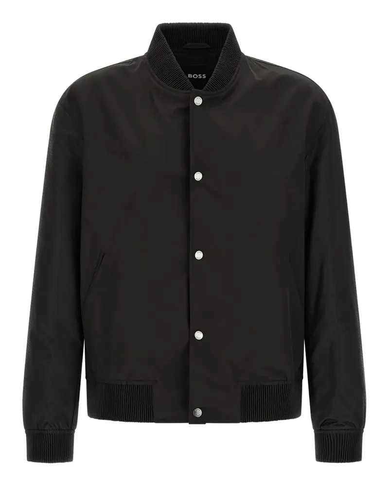 HUGO BOSS water-repellent jacket with monogram-pattern sleeves - Schwarz Schwarz