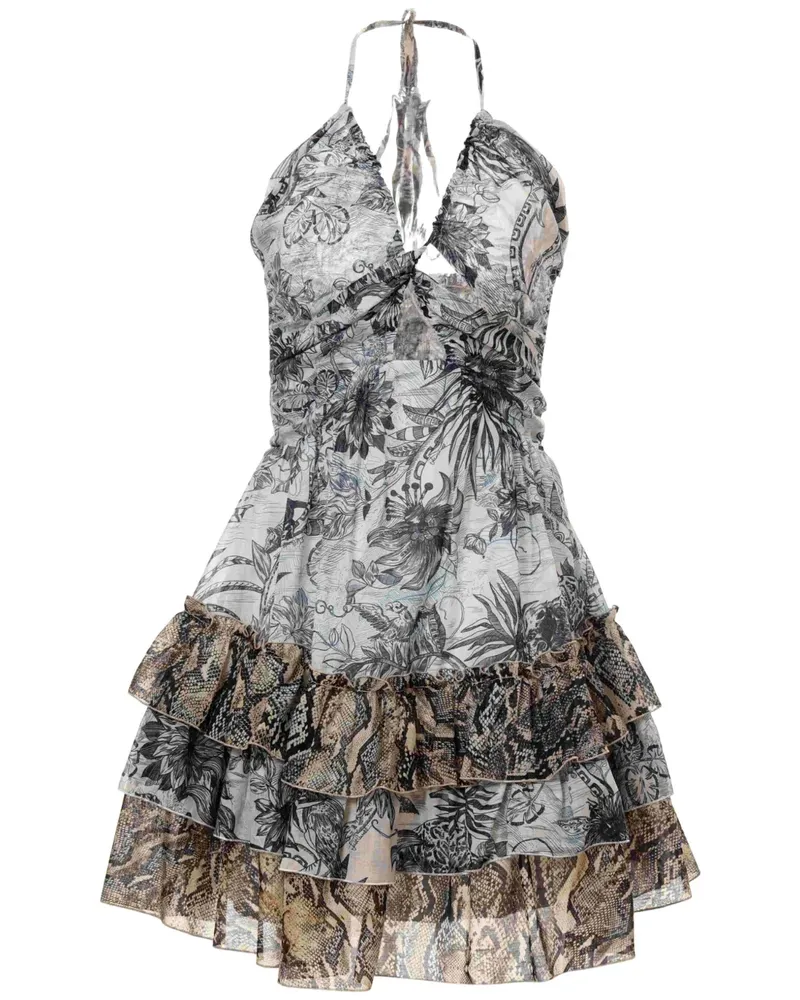 Just Cavalli Minikleid mit Blumen-Print - Weiß Weiß