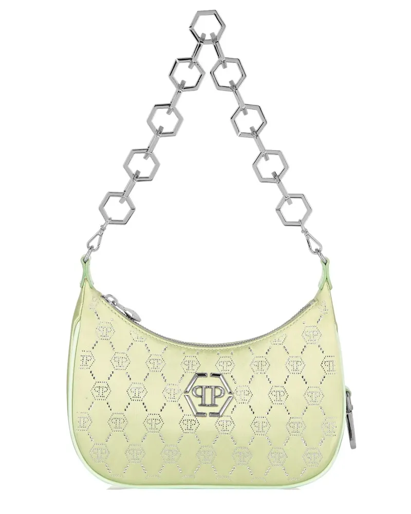 Philipp Plein Satin-Schultertasche mit Monogramm - Grün Grün