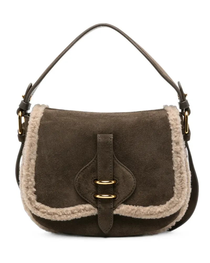 Coccinelle shearling-trim suede shoulder bag - Braun Braun