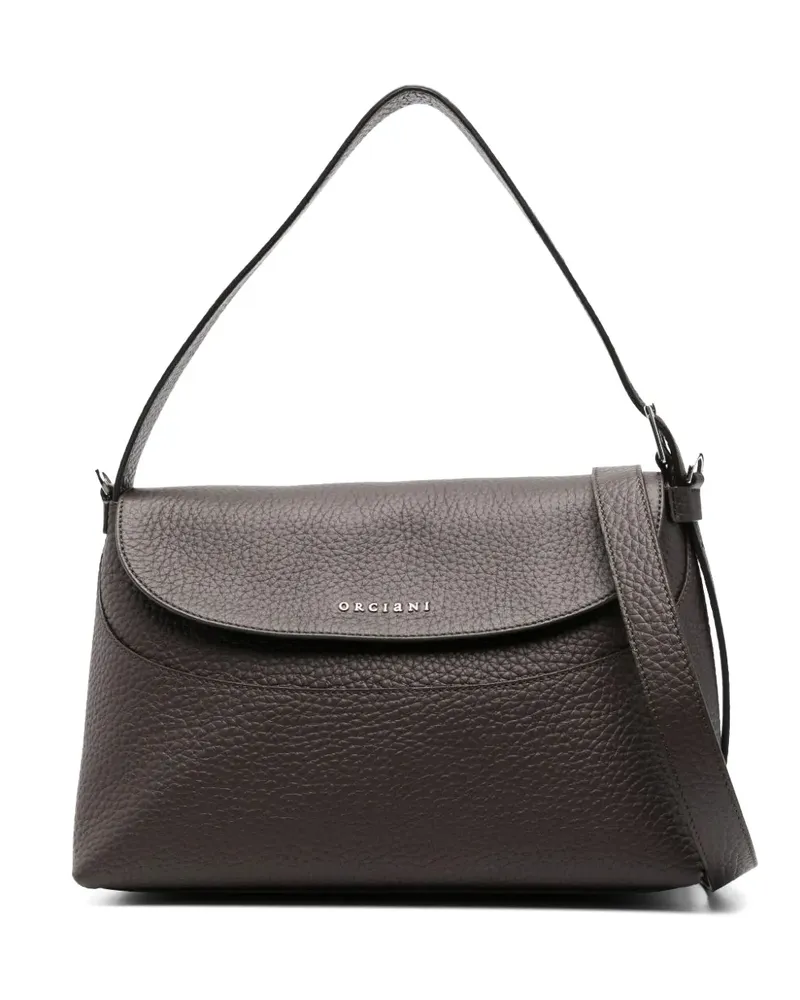 Orciani Nana Soft Schultertasche aus gekörntem Leder - Braun Braun