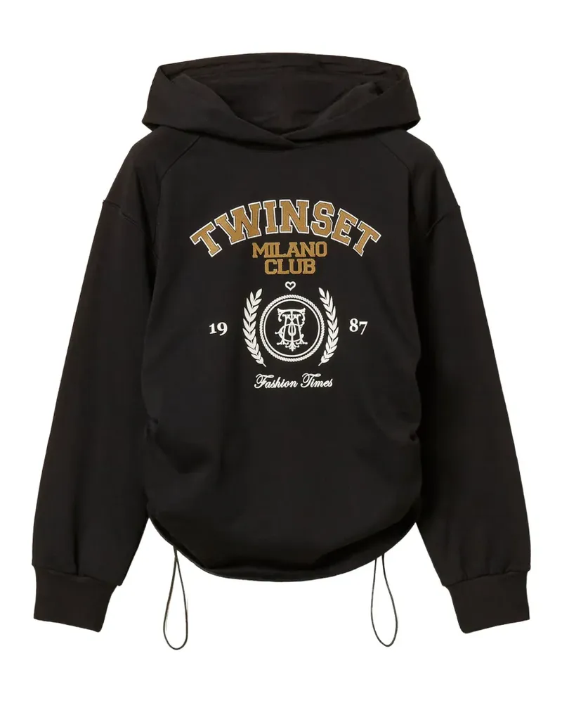Twin-Set Hoodie mit Logo-Print - Schwarz Schwarz