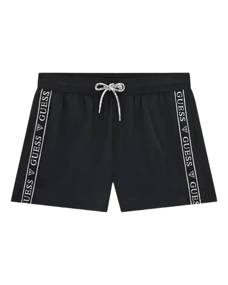 Guess logo-tape drawstring swim shorts - Schwarz Schwarz