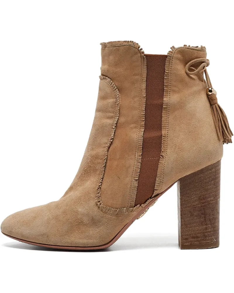 Aquazzura 2024 Wildlederstiefel mit Quasten - Braun Braun