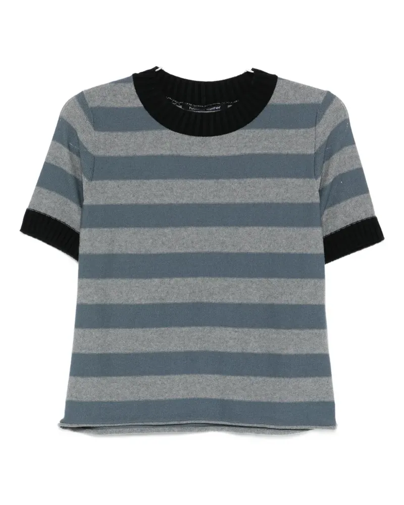 Hannes Roether striped short-sleeve knitted T-shirt - Blau Blau