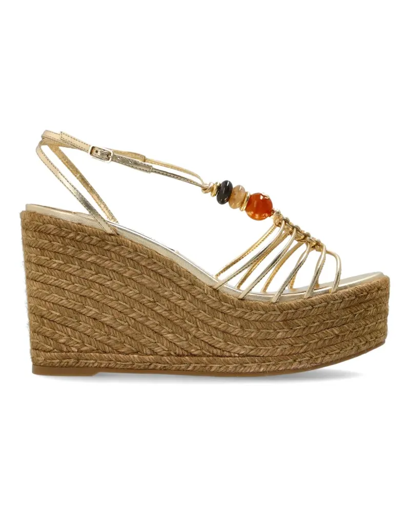 Jimmy Choo Lemi Wedge Wedge-Sandalen mit Perlen 50mm - Gold Gold