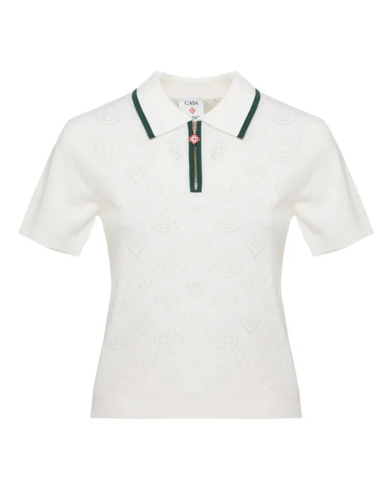 Casablanca Paris Poloshirt mit Logo-Pointelle - Weiß Weiß