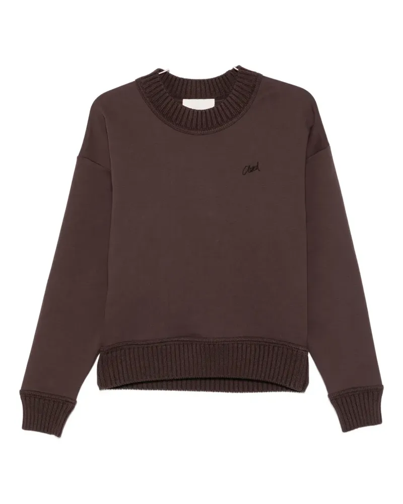 Closed ribbed-trim logo-embroidered sweatshirt - Braun Braun