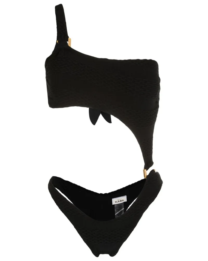 Amir Slama One-Shoulder-Badeanzug - Schwarz Schwarz