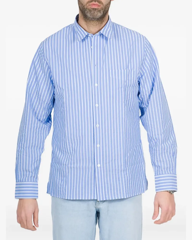 Paolo Pecora Milano Gestreiftes Hemd - Blau Blau