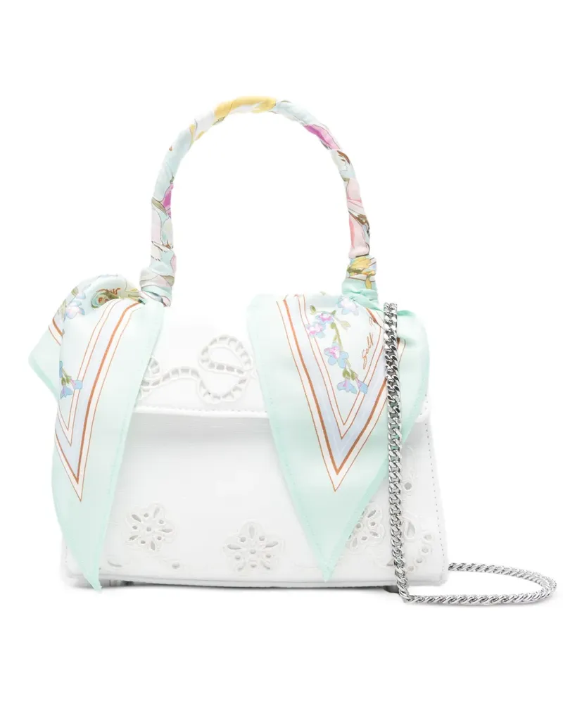Self-Portrait floral top handle mini bag - Weiß Weiß