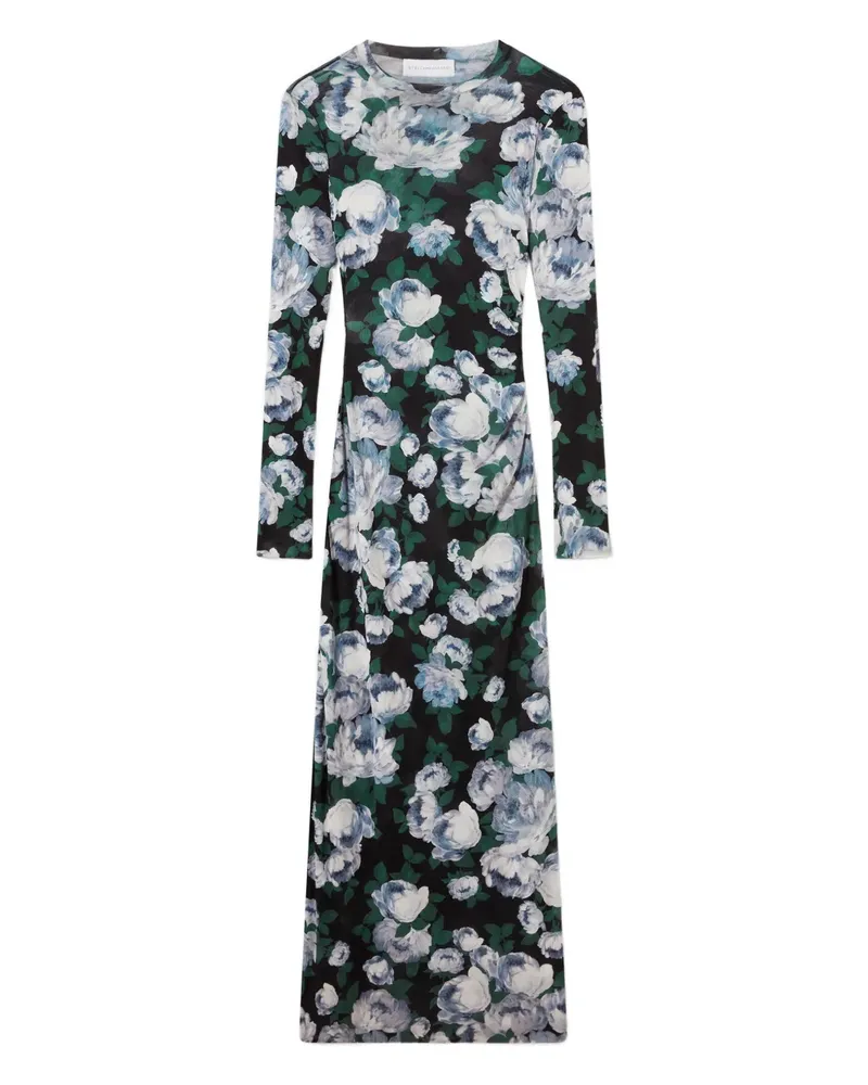 Stella McCartney long-sleeve floral midi dress - Schwarz Schwarz