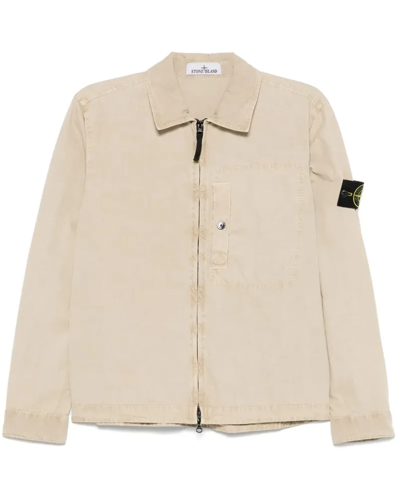 Stone Island Hemdjacke mit Kompass-Patch - Nude Nude