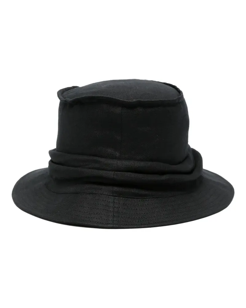 Yohji Yamamoto Drapierter Fischerhut - Schwarz Schwarz