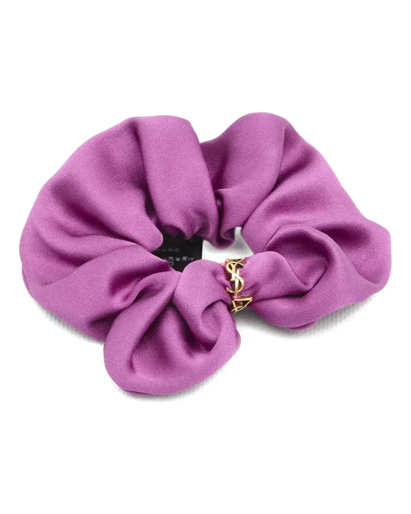 Saint Laurent twisted cassandre ring-detail silk scrunchie - Violett Violett