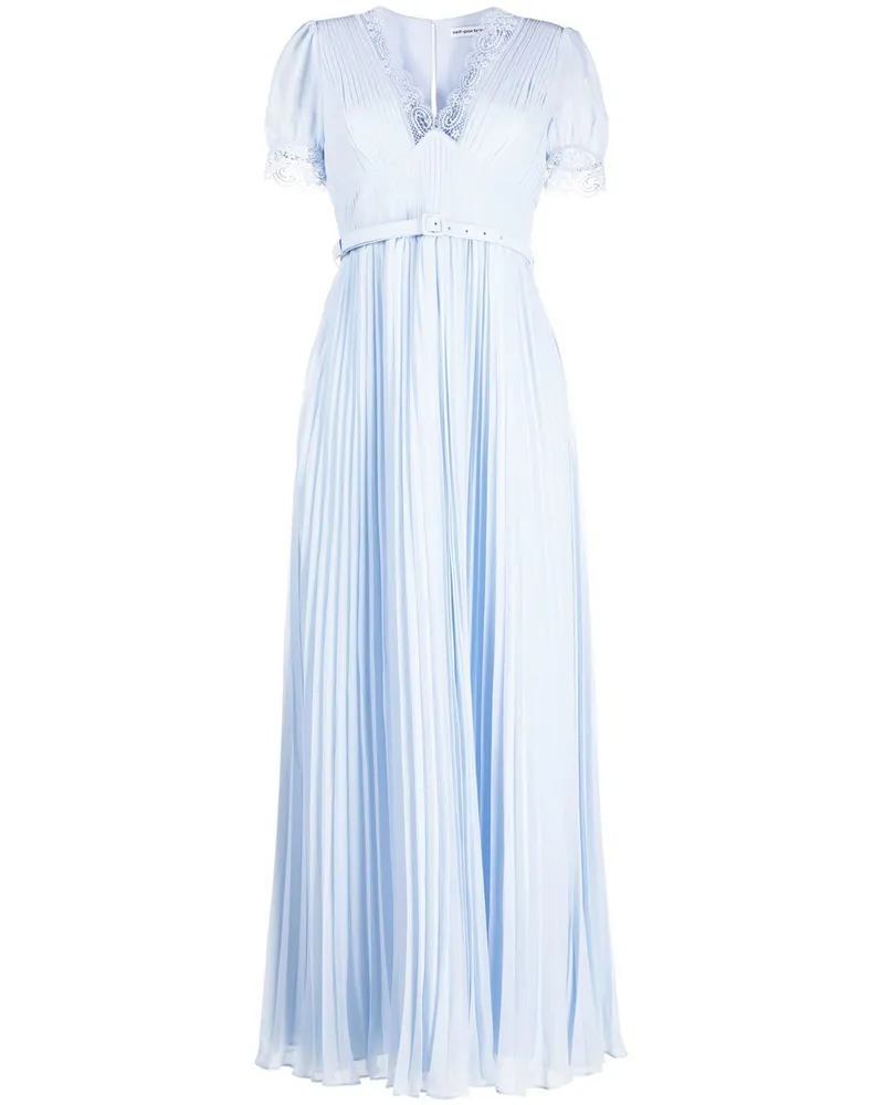 Self-Portrait Midikleid mit Spitzendetail - Blau Blau
