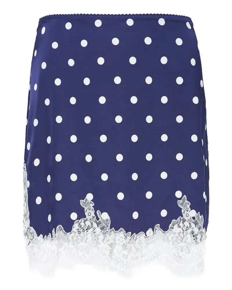 Self-Portrait polka-dot lace-trim mini skirt - Blau Blau