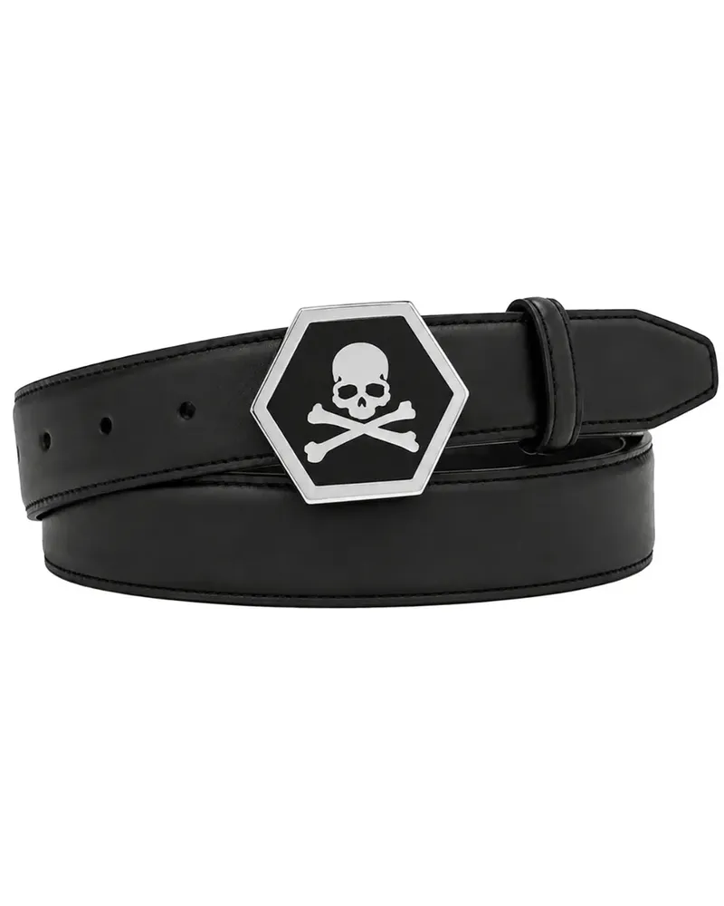 Philipp Plein Totenkopf mit Gürtel - Schwarz Schwarz