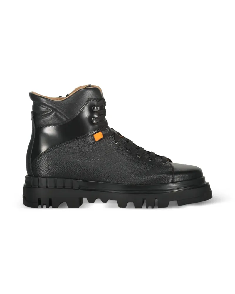 Santoni lace-up panelled boots - Schwarz Schwarz