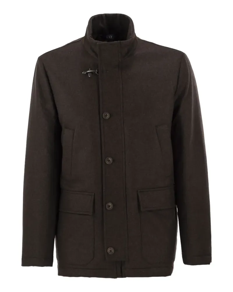 Fay hook-fastening suede-detail jacket - Braun Braun