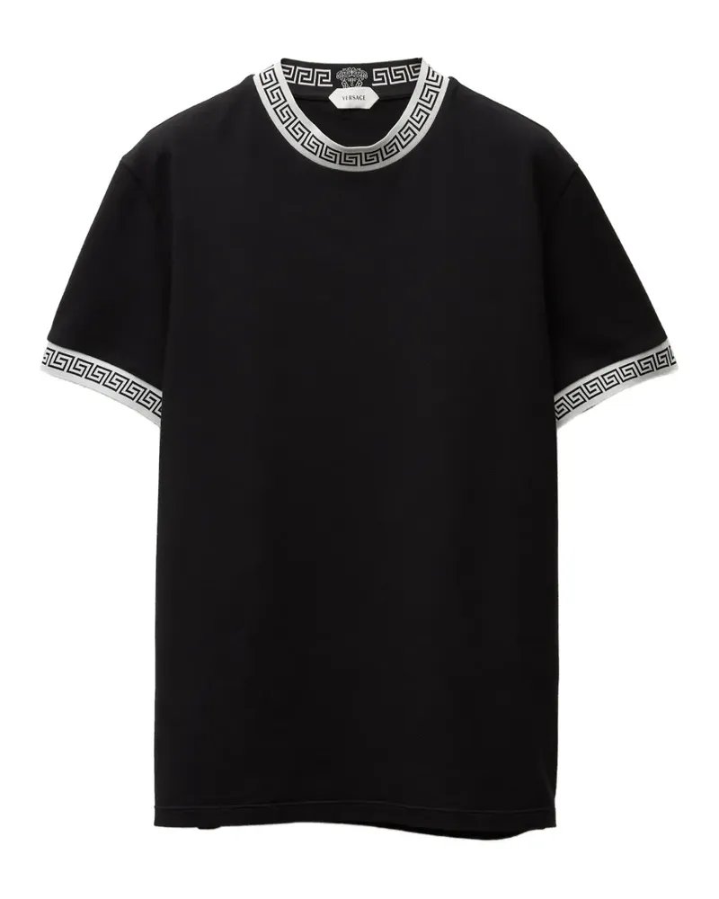 Versace Schmales T-Shirt aus Baumwollstretch - Schwarz Schwarz