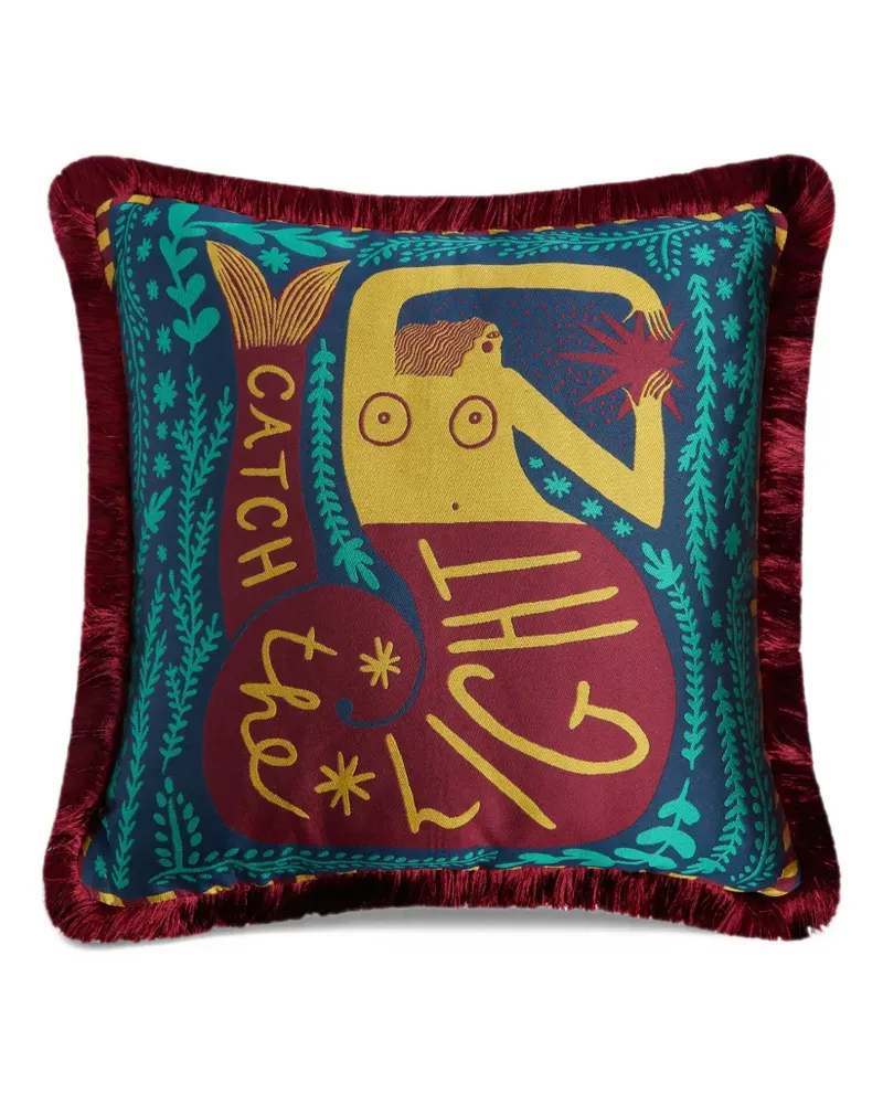 La DoubleJ x Tabby Booth jacquard cushion - Blau Blau
